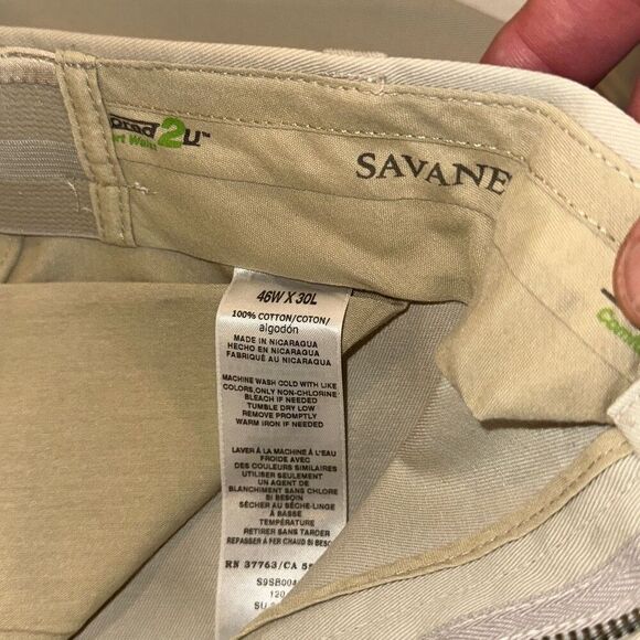 Savane Flat Front Khaki Chino Cotton Pants 46/30 - Picture 7 of 8